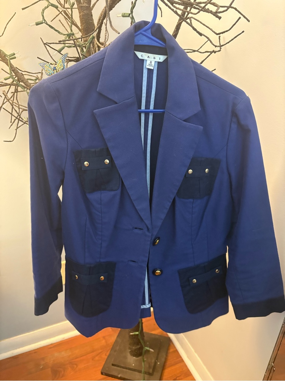 CAbi Women’s Navy Blazer with Contrast Pockets